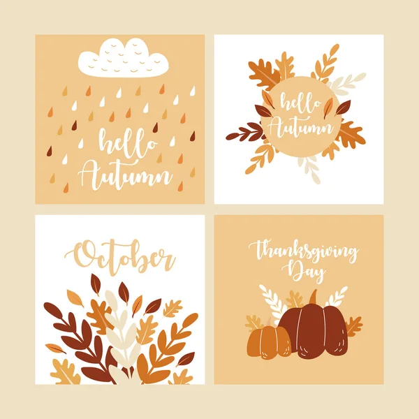 Conjunto de plantillas de otoño. Diseño vectorial para tarjeta, póster, volante, web — Archivo Imágenes Vectoriales