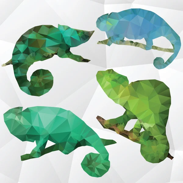 Arte vectorial ilustración poligonal camaleón — Archivo Imágenes Vectoriales