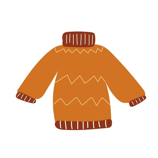 Vector warm knitted wool pullover cartoon icon. Cold weather apparel — Stock Vector