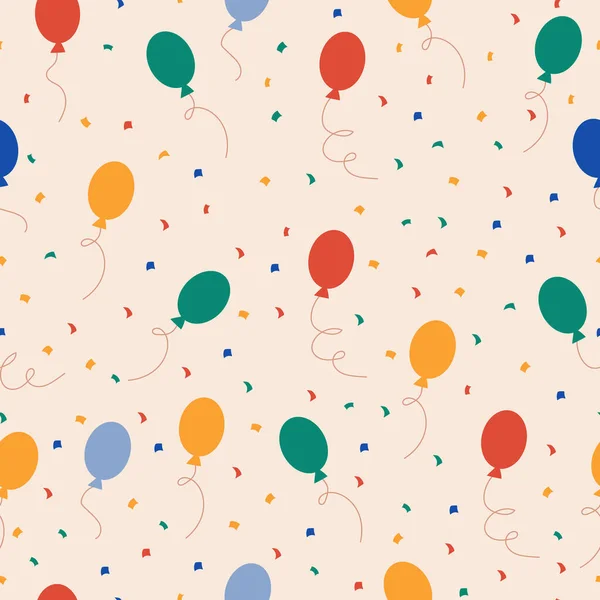 Seamless party balloon pattern on light beige background — Stock Vector