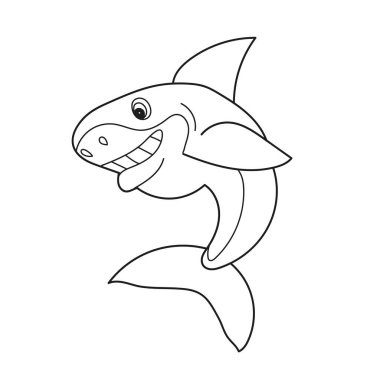 Basit boyama sayfası. Siyah ve Beyaz Karikatür Vektör Köpekbalığı ResimleriName