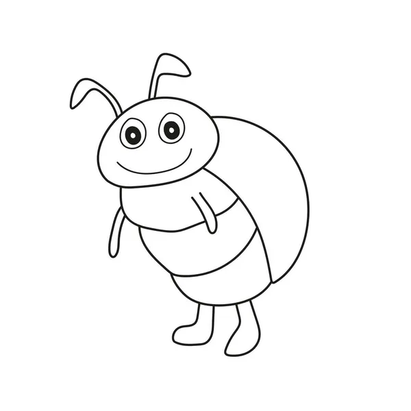 Simple coloring page. Outlined beetle. Vector line art illustration — Stock Vector