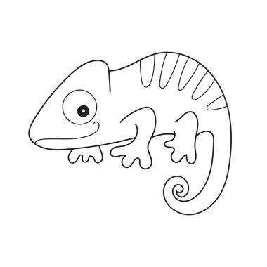 Basit boyama sayfası. Boyama kitabı için bukalemunun vektör illüstrasyonu.