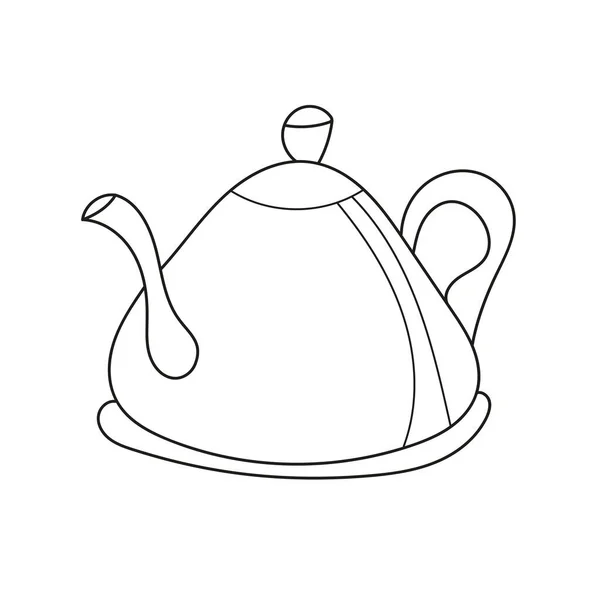 Simple coloring page. Kettle to be colored, the coloring book for kids — Stock Vector