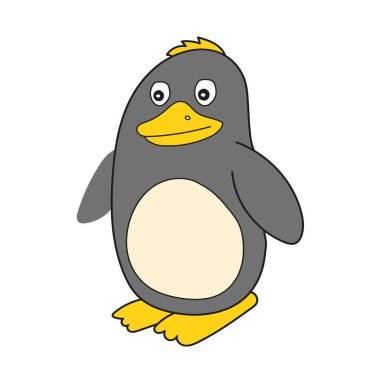 Basit bir çizgi film ikonu. Penguen çizgi filminin vektör illüstrasyonu