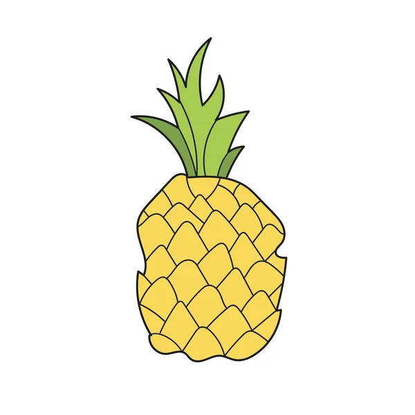 Basit bir çizgi film ikonu. Ananas tropikal tatlı yaz meyvesi, vektör — Stok Vektör