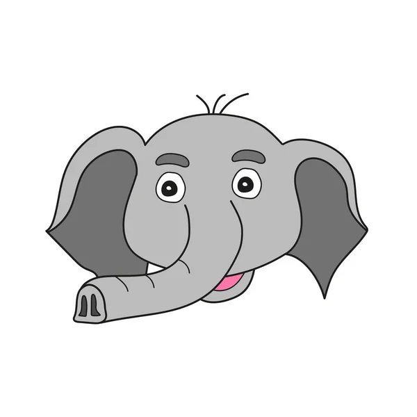 Simple cartoon icon. Elephant - grey cartoon head — Stock Vector