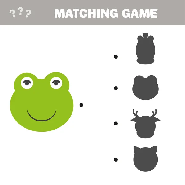 Jeu d'ombres assorties. Grenouille - Trouver la bonne ombre, Jeu éducatif pour enfants — Image vectorielle