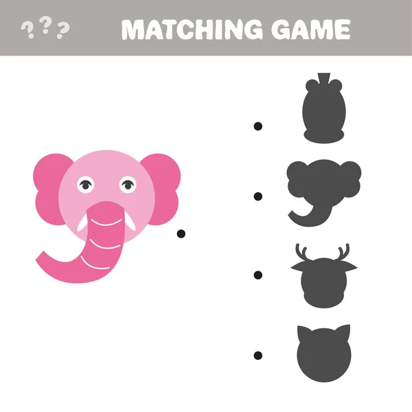 Jeu d'ombres assorties. Illustration vectorielle de bande dessinée - éléphant rose — Image vectorielle