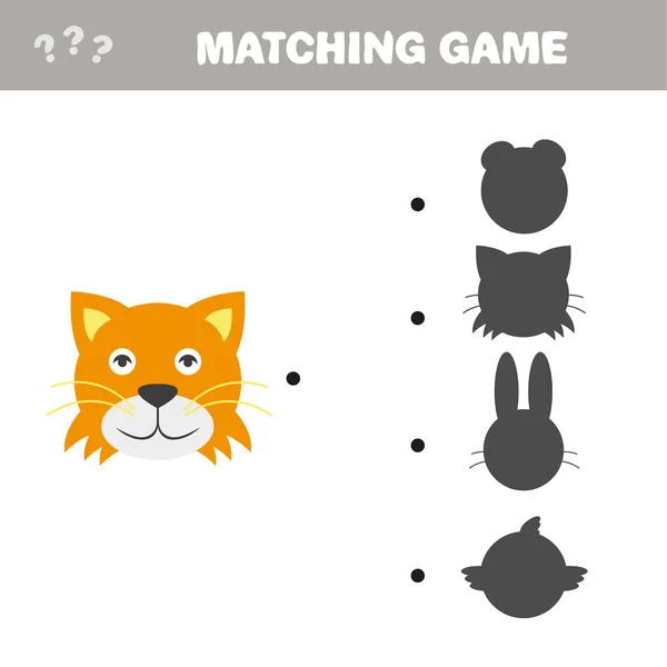 Shadow Matching Spiel. Vektor Illustration von make the choice shadow - Katze — Stockvektor