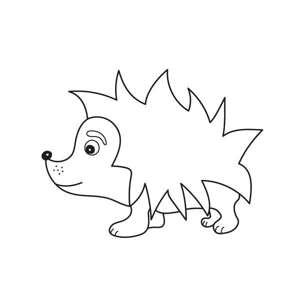 Simple coloring page. Hedgehog - little cute hedgehog, contour on white — Stock Vector