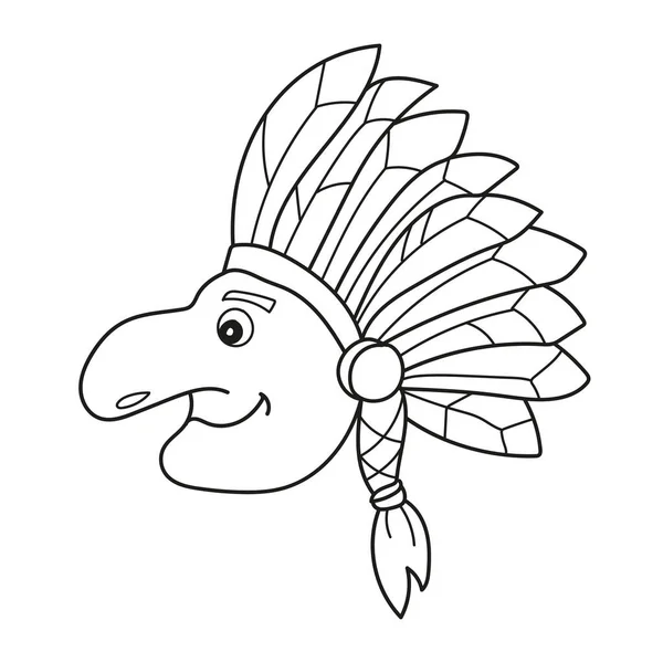 Simple coloring page. Native Indian man with feather headdress - coloring page — Stock Vector