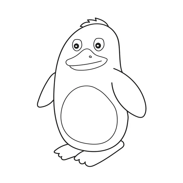Semplice pagina da colorare. Illustrazione vettoriale del cartone animato Pinguino - Libro da colorare — Vettoriale Stock