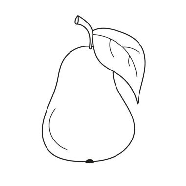 Basit boyama sayfası. Renkli olmak için komik bir armut. Çocukları eğitmek için boyama kitabı