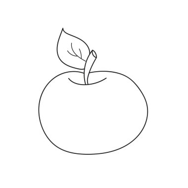 Basit boyama sayfası. Elma renkli olacak, çocuklar için boyama kitabı.