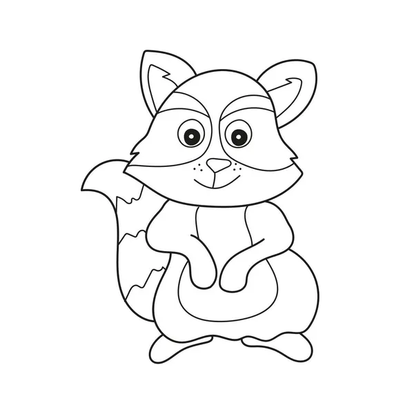 シンプルな着色ページ。森の動物のタヌキの人形漫画シンプルなイラスト — ストックベクタ