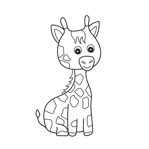 Einfache Malseite. Umriss Clip Art zu Farbe - Giraffe — Stockvektor