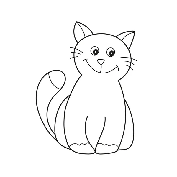 シンプルな着色ページ。子供のための黒と白の着色。いい子猫だ — ストックベクタ
