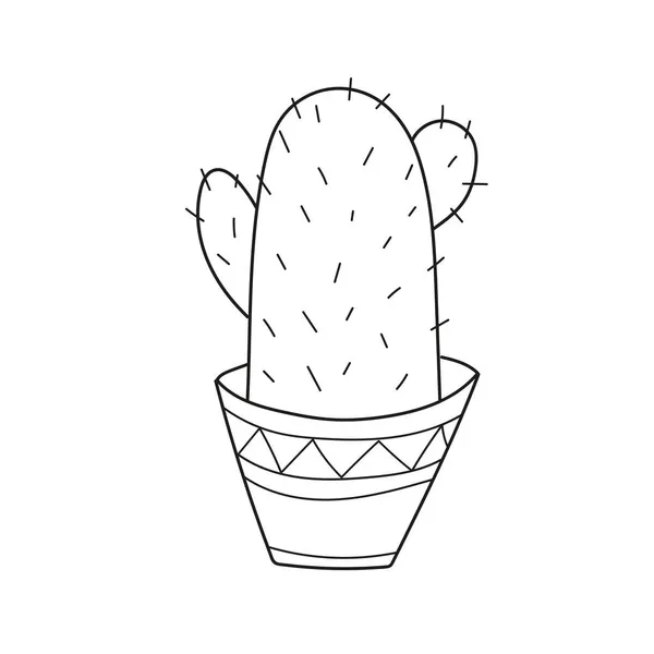 Egyszerű színező oldal. Vektor illusztrációja kaktusz - aranyos pot színező könyv — Stock Vector