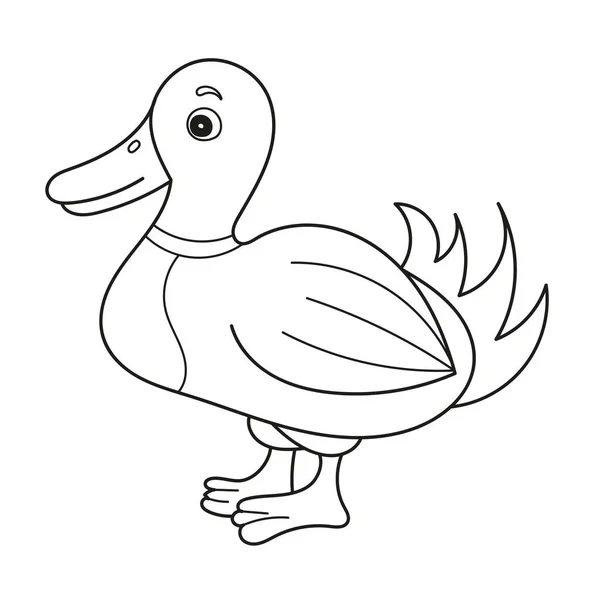 Página para colorear simple. Ilustración del vector educativo libro para colorear - pato — Vector de stock