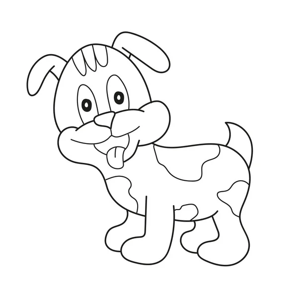 Página para colorear simple. Cachorro de dibujos animados, vector de ilustración de perro lindo — Vector de stock