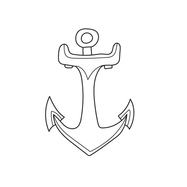 Simple coloring page. Anchor. Cartoon vector illustration on white — Stock Vector