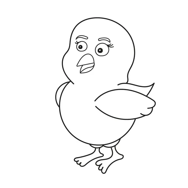 Coloriage simple. Illustration vectorielle drôle bébé poulet sur fond blanc — Image vectorielle