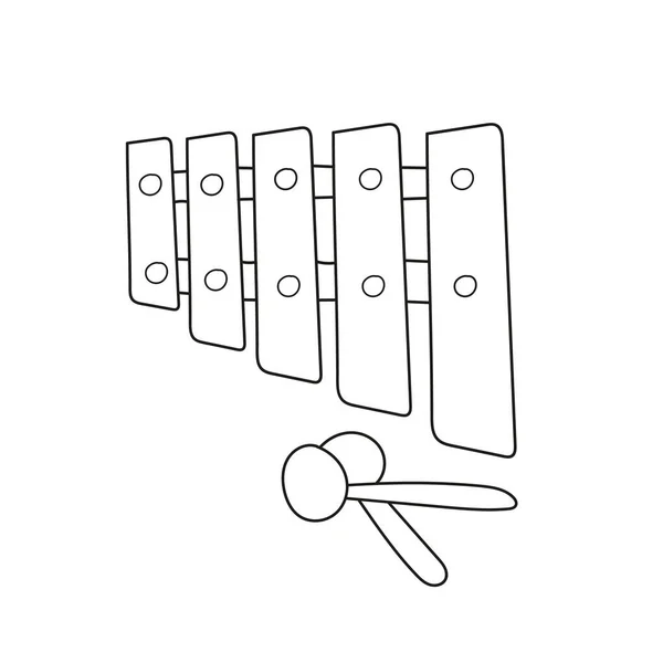 Página de coloração simples. Livro para colorir para crianças, instrumentos musicais -xilofone — Vetor de Stock