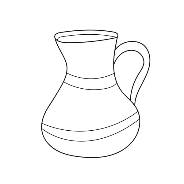 Simple coloring page. An outline vector illustration of a water jug isolated — Stock Vector