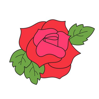 Basit bir çizgi film ikonu. Kırmızı, sade gül.