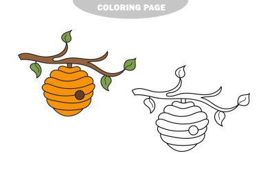 Basit boyama sayfası. Çocuklar için boyama kitabı, arı kovanı.