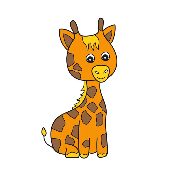 Eenvoudig tekenfilmicoon. Leuke giraffe op witte achtergrond, vectorillustratie — Stockvector