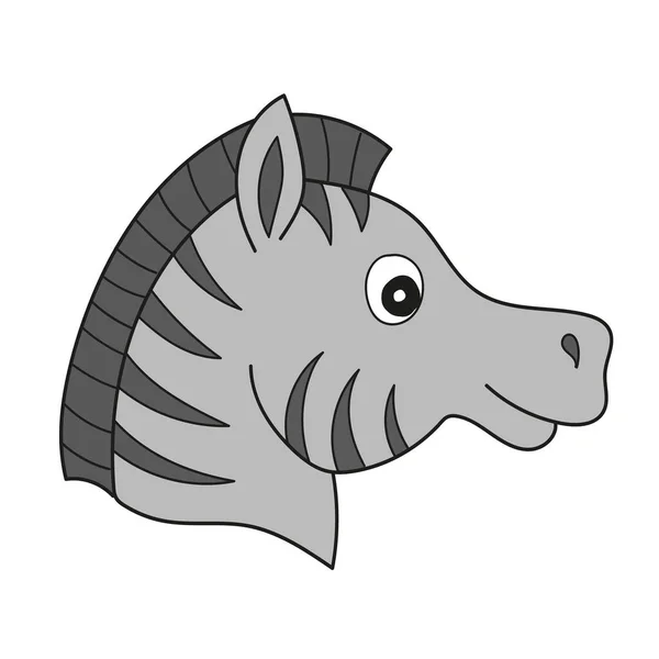 Simple cartoon icon. Zebra portrait made in simple cartoon style. Head of — Stock Vector