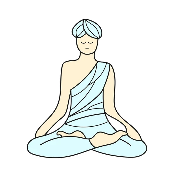 Simple cartoon icon. Cartoon yogi man meditating — Stock Vector