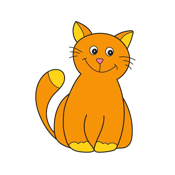 Simple cartoon icon. Vector cute ginger kitten — Stock Vector