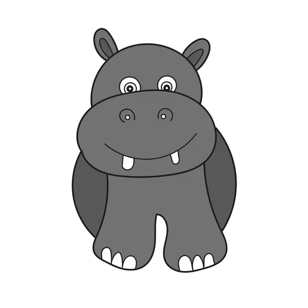 Simple cartoon icon. Funny hippopotamus — Stock Vector