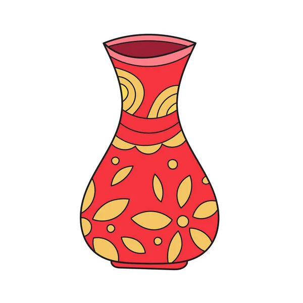 Einfache Cartoon-Ikone. Eine Vase mit Dekoration — Stockvektor