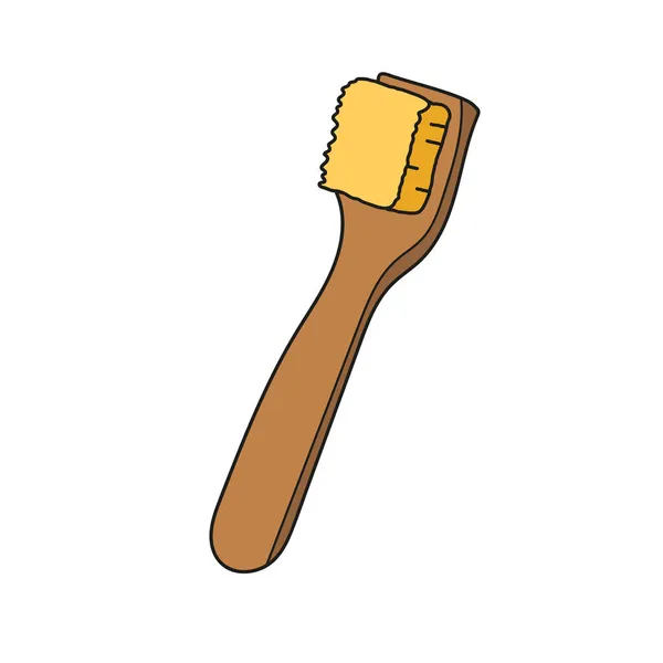 Simple cartoon icon. Hand drawn wooden brush. — Stock Vector