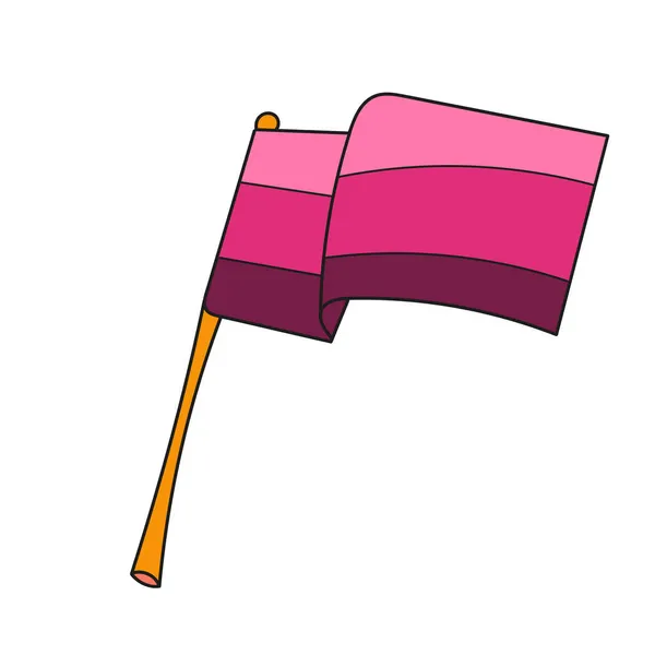 Ícone de desenho animado simples. Ícone de bandeira rosa isolado no fundo branco. — Vetor de Stock