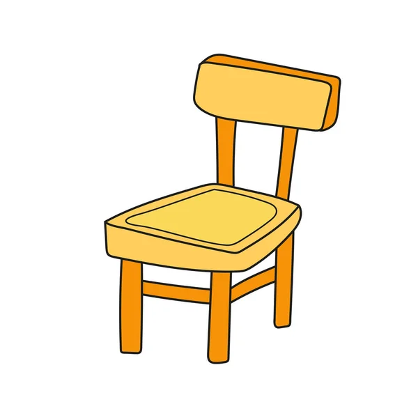 Ikon kartun sederhana. Anak-anak kursi kayu - Stok Vektor