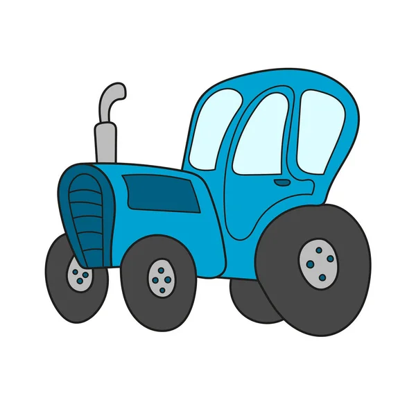Basit bir çizgi film ikonu. Çocuklar için mavi bir traktörün vektör çizimi — Stok Vektör