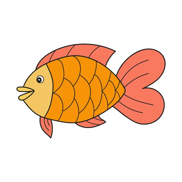 Simple cartoon icon. Vector icon of cute smiling cartoon fish — Stock Vector