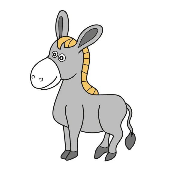Simple cartoon icon. Cartoon donkey - cute character for children. Vector — Stock Vector