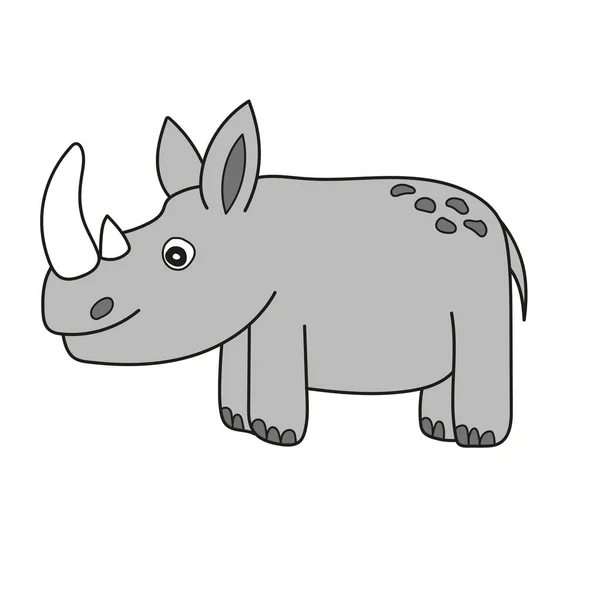 Simple cartoon icon. Rhinoceros in a cartoon style on white background. — Stock Vector