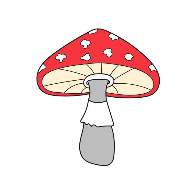 단순 한 만화 아이콘입니다. 벡터 편평 한 만화 파리 야성 버섯 아이콘 — 스톡 벡터