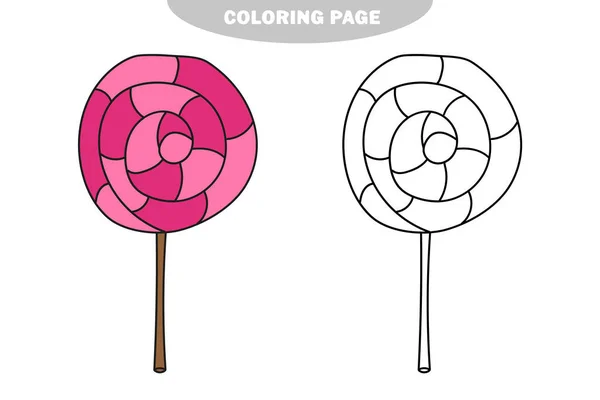 Página para colorear simple. Lollipop en blanco y negro. Libro para colorear para niños — Archivo Imágenes Vectoriales