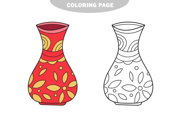 シンプルな着色ページ。ページが着色されます。装飾のある1つのベクトル花瓶 — ストックベクタ
