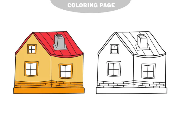 Página de coloração simples. Ilustração em preto e branco de uma casa. Vetor. —  Vetores de Stock
