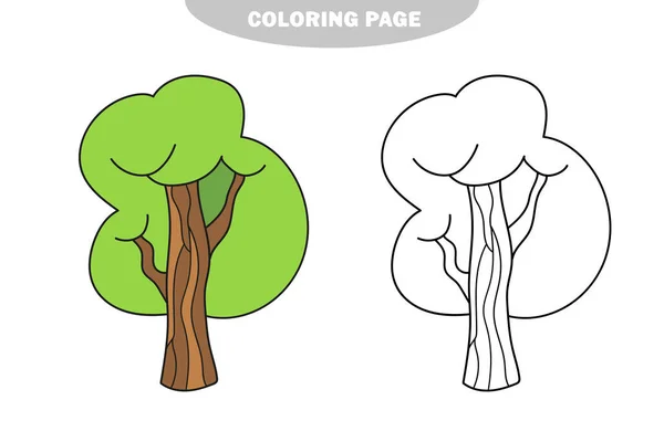 Απλή σελίδα χρωματισμού. Το καλοκαιρινό δέντρο θα χρωματιστεί. Βιβλίο ζωγραφικής για παιδιά — Διανυσματικό Αρχείο