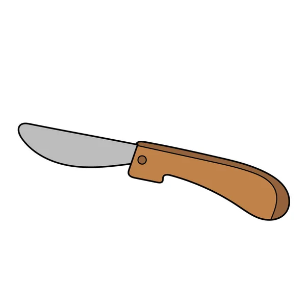 Icono de dibujos animados simple. Cuchillo mango de madera - vector de dibujos animados e ilustración — Vector de stock